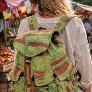 🌿 Earth Divas Fair Trade Backpack – Recycled Rice Bag | Handmade in Nepal